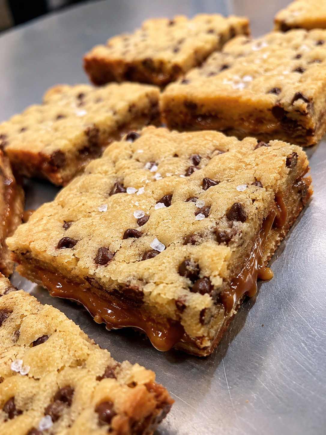 Salted Caramel Choc Chip Cookie Bar